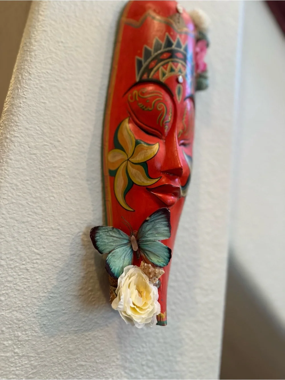 Hand Embellished queen Goddess Mask Mixed Media Wall Art OOAK Reiki blessed